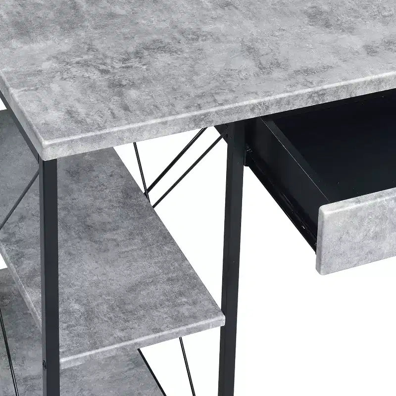 TUYOHW Bureau d'ordinateur de bureau avec rangement, tiroir, 8 compartiments, piètement luge en métal, plateau en bois, bureau d'écriture pour bureau à domicile