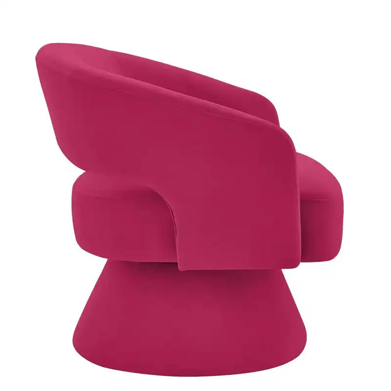 TUYOHW Fauteuil d'appoint pivotant moderne avec revêtement en velours, chaise ronde en forme de tonneau avec dossier ouvert et accoudoirs, chaise confortable pour chambre, salon