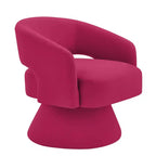 TUYOHW Fauteuil d'appoint pivotant moderne avec revêtement en velours, chaise ronde en forme de tonneau avec dossier ouvert et accoudoirs, chaise confortable pour chambre, salon