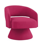 TUYOHW Fauteuil d'appoint pivotant moderne avec revêtement en velours, chaise ronde en forme de tonneau avec dossier ouvert et accoudoirs, chaise confortable pour chambre, salon