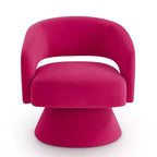 TUYOHW Fauteuil d'appoint pivotant moderne avec revêtement en velours, chaise ronde en forme de tonneau avec dossier ouvert et accoudoirs, chaise confortable pour chambre, salon