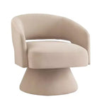 TUYOHW Fauteuil d'appoint pivotant moderne avec revêtement en velours, chaise ronde en forme de tonneau avec dossier ouvert et accoudoirs, chaise confortable pour chambre, salon