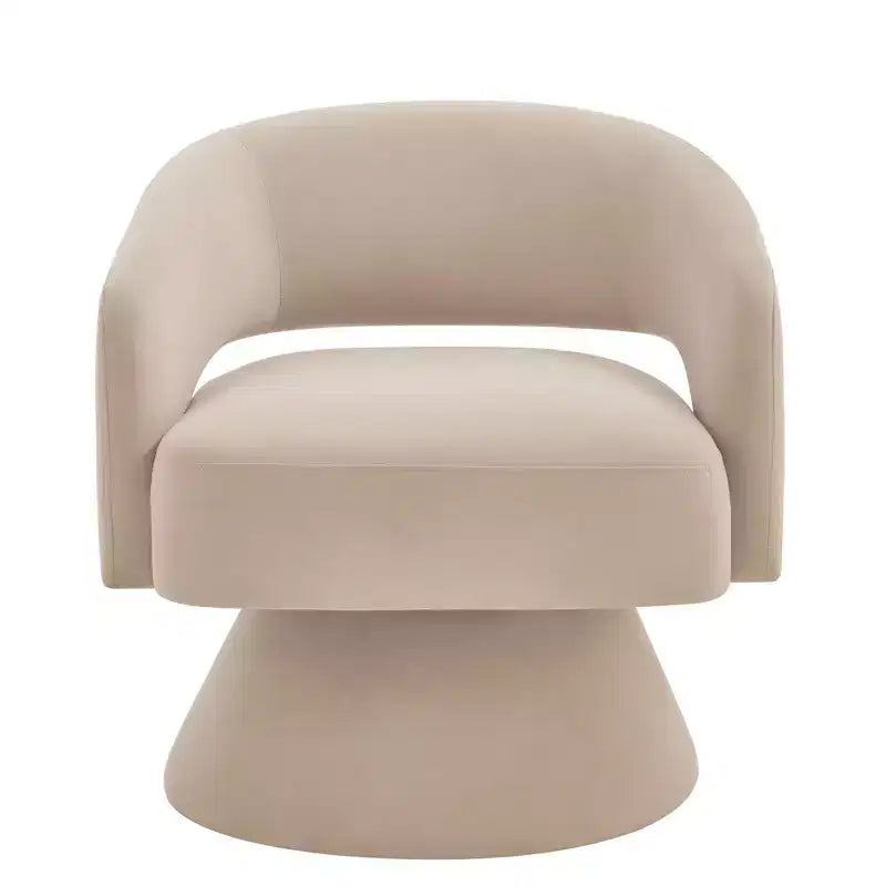 TUYOHW Fauteuil d'appoint pivotant moderne avec revêtement en velours, chaise ronde en forme de tonneau avec dossier ouvert et accoudoirs, chaise confortable pour chambre, salon