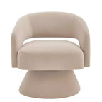 TUYOHW Fauteuil d'appoint pivotant moderne avec revêtement en velours, chaise ronde en forme de tonneau avec dossier ouvert et accoudoirs, chaise confortable pour chambre, salon