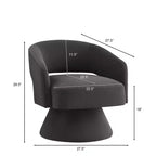 TUYOHW Fauteuil d'appoint pivotant moderne avec revêtement en velours, chaise ronde en forme de tonneau avec dossier ouvert et accoudoirs, chaise confortable pour chambre, salon