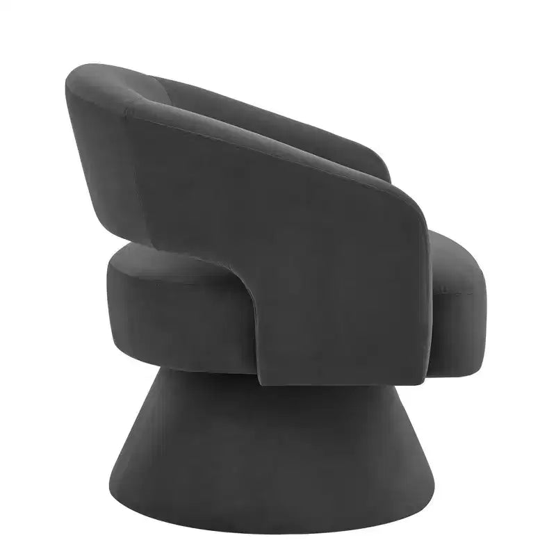 TUYOHW Fauteuil d'appoint pivotant moderne avec revêtement en velours, chaise ronde en forme de tonneau avec dossier ouvert et accoudoirs, chaise confortable pour chambre, salon