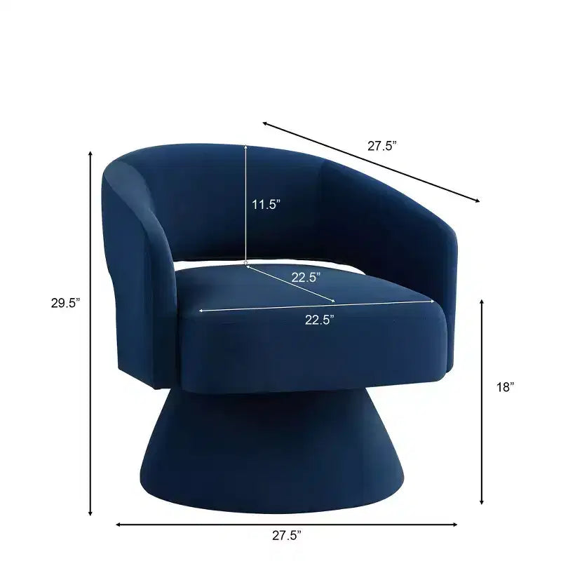 TUYOHW Fauteuil d'appoint pivotant moderne avec revêtement en velours, chaise ronde en forme de tonneau avec dossier ouvert et accoudoirs, chaise confortable pour chambre, salon