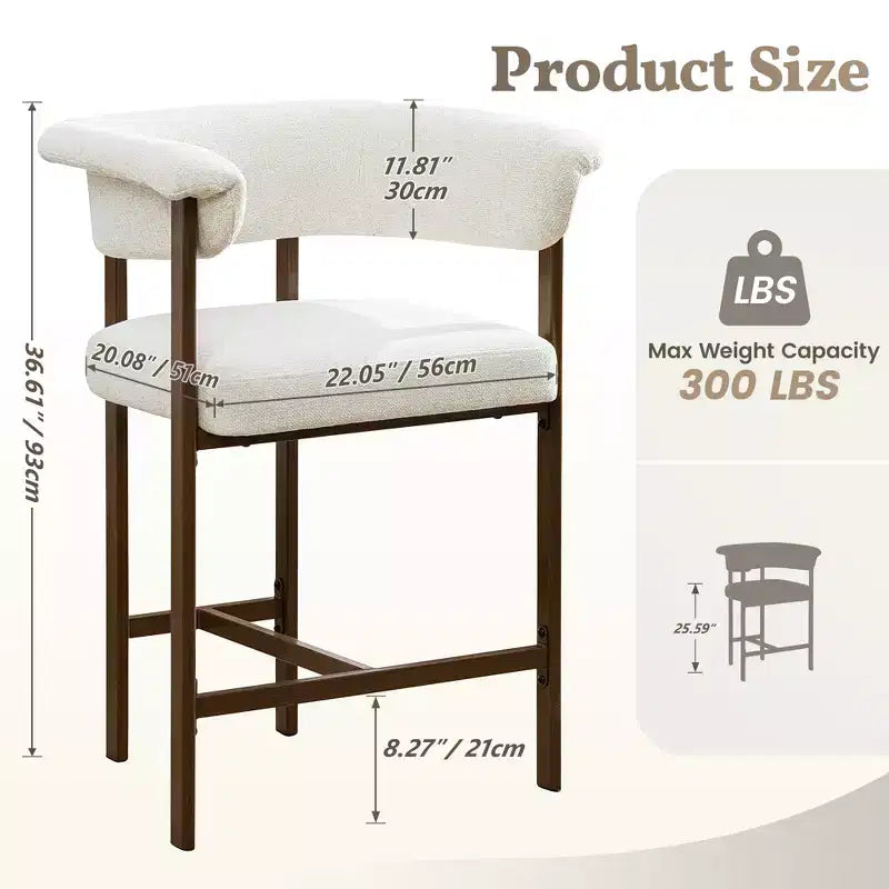 Chaise de salle à manger en bois KERDOM, lot de 1, chaise de salle à manger moderne en tissu rembourré, coussin d'assise large sans accoudoirs, chaise de salle à manger de ferme, beige