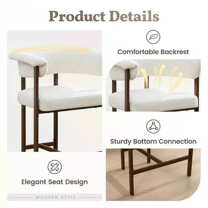 Chaise de salle à manger en bois KERDOM, lot de 1, chaise de salle à manger moderne en tissu rembourré, coussin d'assise large sans accoudoirs, chaise de salle à manger de ferme, beige