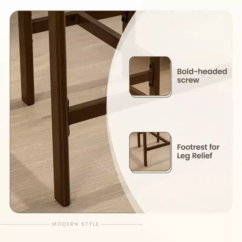 Chaise de salle à manger en bois KERDOM, lot de 1, chaise de salle à manger moderne en tissu rembourré, coussin d'assise large sans accoudoirs, chaise de salle à manger de ferme, beige