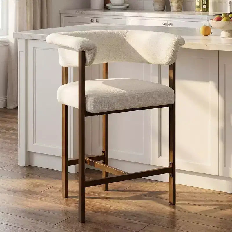 Chaise de salle à manger en bois KERDOM, lot de 1, chaise de salle à manger moderne en tissu rembourré, coussin d'assise large sans accoudoirs, chaise de salle à manger de ferme, beige