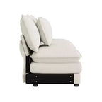 MAYEERTY 70.8 Canapé modulable moderne en velours côtelé, rembourré, avec deux oreillers pour salon, beige