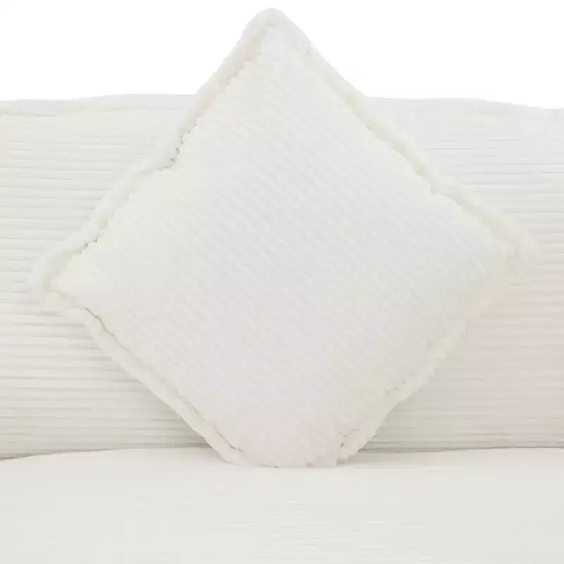 MAYEERTY 70.8 Canapé modulable moderne en velours côtelé, rembourré, avec deux oreillers pour salon, beige