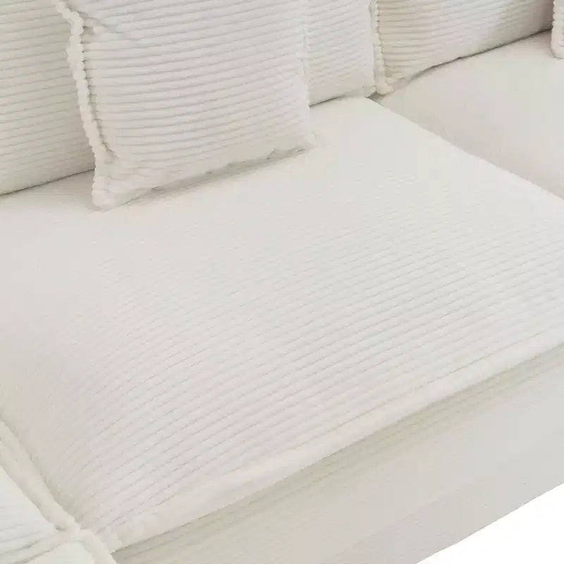 MAYEERTY 70.8 Canapé modulable moderne en velours côtelé, rembourré, avec deux oreillers pour salon, beige