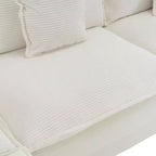 MAYEERTY 70.8 Canapé modulable moderne en velours côtelé, rembourré, avec deux oreillers pour salon, beige