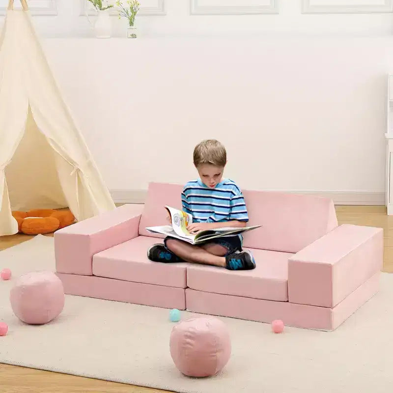 Canapé de jeu modulaire 12 pièces pour enfants, canapé sectionnel créatif pour salle de jeux et chambre à coucher, canapé pour tout-petits pour dormir, lire et jouer imaginatif
