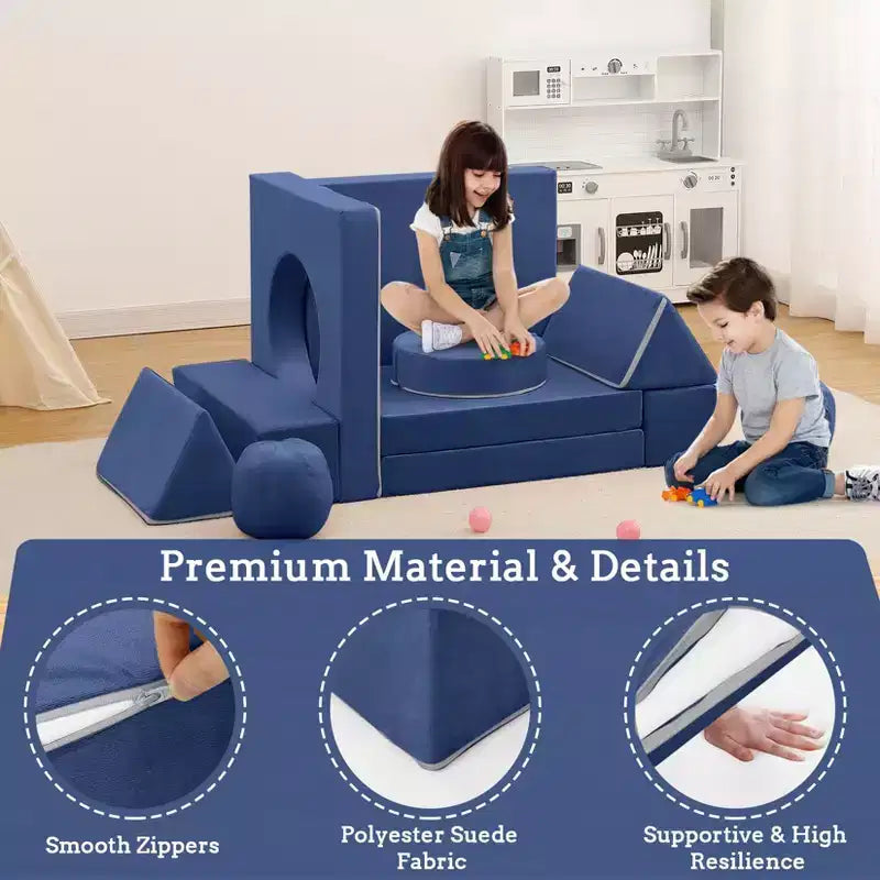 Canapé de jeu modulaire 12 pièces pour enfants, canapé sectionnel créatif pour salle de jeux et chambre à coucher, canapé pour tout-petits pour dormir, lire et jouer imaginatif