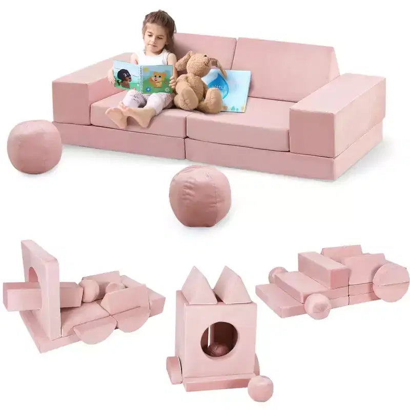 Canapé de jeu modulaire 12 pièces pour enfants, canapé sectionnel créatif pour salle de jeux et chambre à coucher, canapé pour tout-petits pour dormir, lire et jouer imaginatif