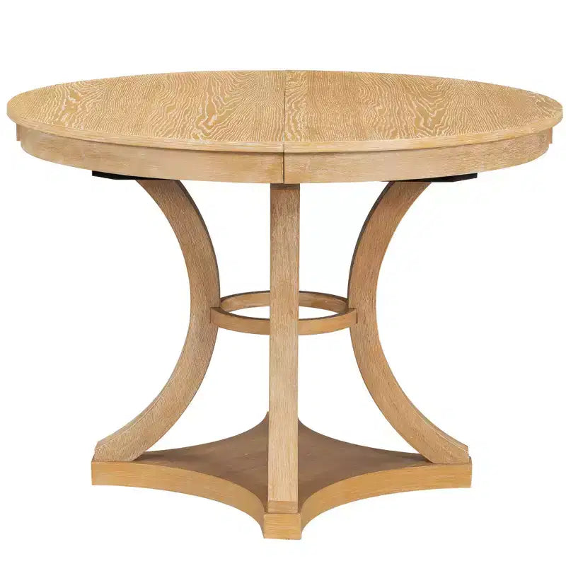 Ensemble de salle à manger rond extensible pour 4 personnes, ensemble de salle à manger rétro fonctionnel en bois 5 pièces avec 4 chaises rembourrées pour la cuisine
