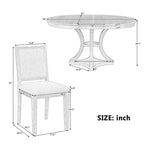 Ensemble de salle à manger rond extensible pour 4 personnes, ensemble de salle à manger rétro fonctionnel en bois 5 pièces avec 4 chaises rembourrées pour la cuisine