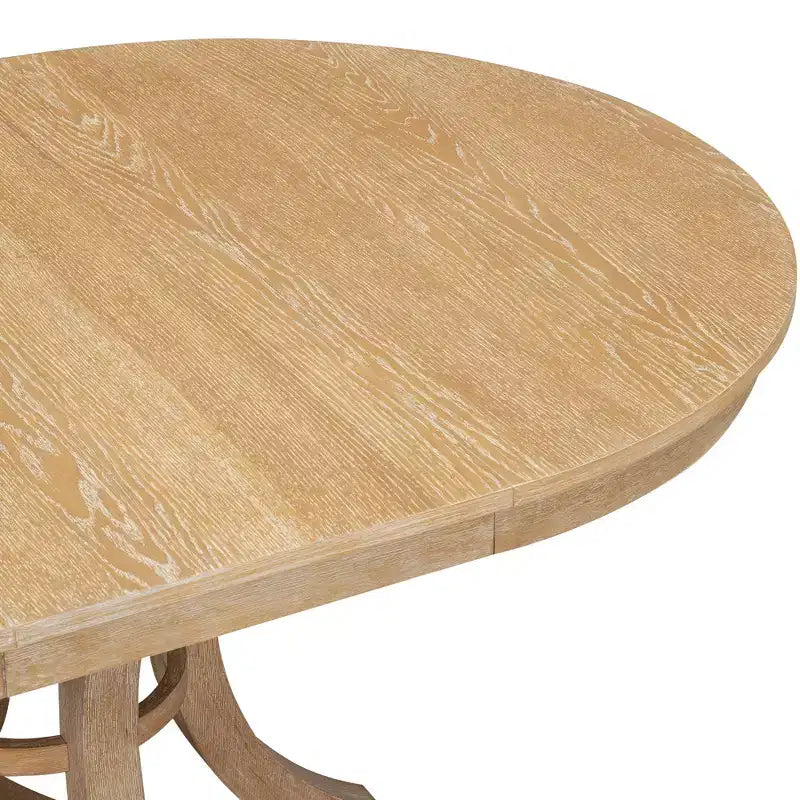 Ensemble de salle à manger rond extensible pour 4 personnes, ensemble de salle à manger rétro fonctionnel en bois 5 pièces avec 4 chaises rembourrées pour la cuisine