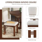 Ensemble table à manger extensible en bois avec banc, ensemble de table de cuisine 6 pièces avec rallonge amovible et 4 chaises de salle à manger rembourrées, beige, expresso