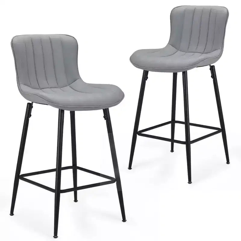 MAYEERTY Chaises de salle à manger lot de 2 en similicuir avec pieds en métal pour cuisine et salle à manger, gris
