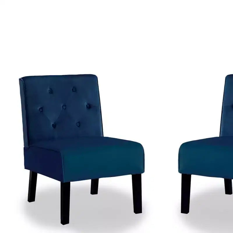 Fauteuil d'appoint Whisen 2 pièces en velours, fauteuil sans accoudoirs avec capitonnage à boutons et coussin en mousse haute densité de qualité supérieure