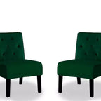 Fauteuil d'appoint Whisen 2 pièces en velours, fauteuil sans accoudoirs avec capitonnage à boutons et coussin en mousse haute densité de qualité supérieure