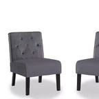 Fauteuil d'appoint Whisen 2 pièces en velours, fauteuil sans accoudoirs avec capitonnage à boutons et coussin en mousse haute densité de qualité supérieure