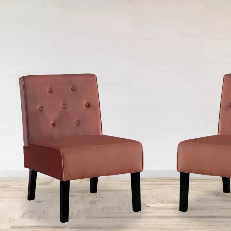 Fauteuil d'appoint Whisen 2 pièces en velours, fauteuil sans accoudoirs avec capitonnage à boutons et coussin en mousse haute densité de qualité supérieure