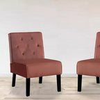 Fauteuil d'appoint Whisen 2 pièces en velours, fauteuil sans accoudoirs avec capitonnage à boutons et coussin en mousse haute densité de qualité supérieure