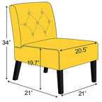 Fauteuil d'appoint Whisen 2 pièces en velours, fauteuil sans accoudoirs avec capitonnage à boutons et coussin en mousse haute densité de qualité supérieure
