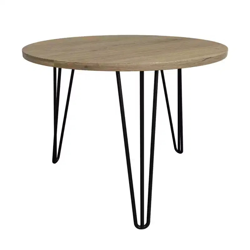 Lot de 2 tables basses gigognes rondes de 70 cm, plateaux aspect bois marron rustique, piètement en métal robuste, tables d'appoint peu encombrantes