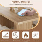 Table de salle à manger de 70,8 pouces, table de salle à manger moderne avec rangement, table de cuisine en bois avec pieds cannelés, table de cuisine rustique en bois