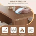 Table de salle à manger de 70,8 pouces, table de salle à manger moderne avec rangement, table de cuisine en bois avec pieds cannelés, table de cuisine rustique en bois