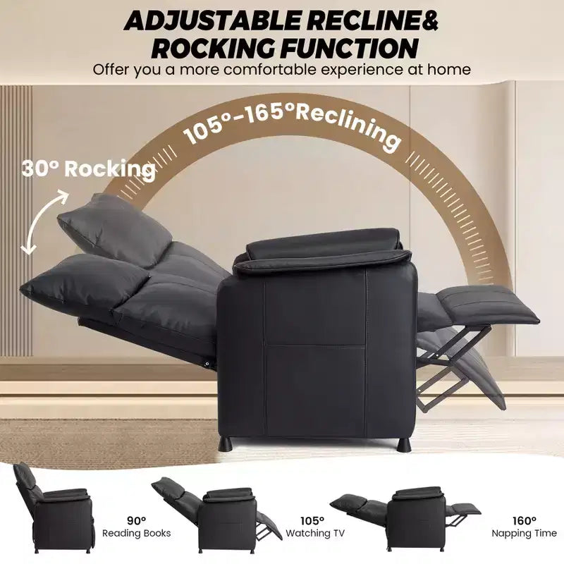 Fauteuil inclinable électrique avec fonction de chauffage et de massage, inclinable simple réglable en cuir PU, siège de cinéma et fauteuil pour salon/bureau