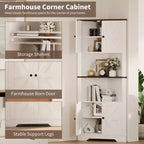Meuble d'angle de rangement, petit meuble d'angle de style fermier avec porte et étagère réglable, meuble étroit pour salle de bain, salon, cuisine