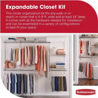 Kit d'organisation de placard DIY personnalisé Rubbermaid Configurations de 4 à 8 pieds, blanc
