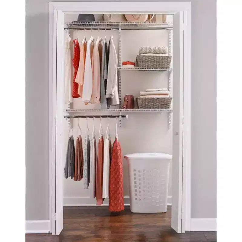 Kit d'organisation de placard DIY personnalisé Rubbermaid Configurations de 4 à 8 pieds, blanc