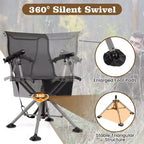Chaise de Chasse Portable Costway avec Rotation à 360°, Pieds Réglables et Accoudoirs Porte-gobelet