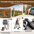 Chaise de Chasse Portable Costway avec Rotation à 360°, Pieds Réglables et Accoudoirs Porte-gobelet