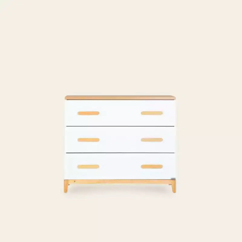 Commode LaLa Little à 3 tiroirs (blanc + chêne rouge)