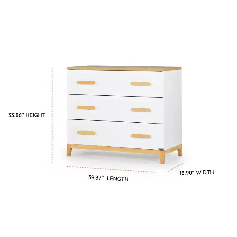 Commode LaLa Little à 3 tiroirs (blanc + chêne rouge)