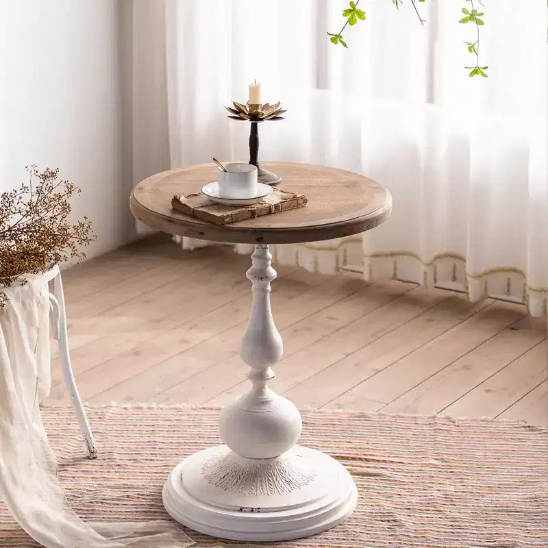 Table d'appoint sur pied noire et blanche Maxax