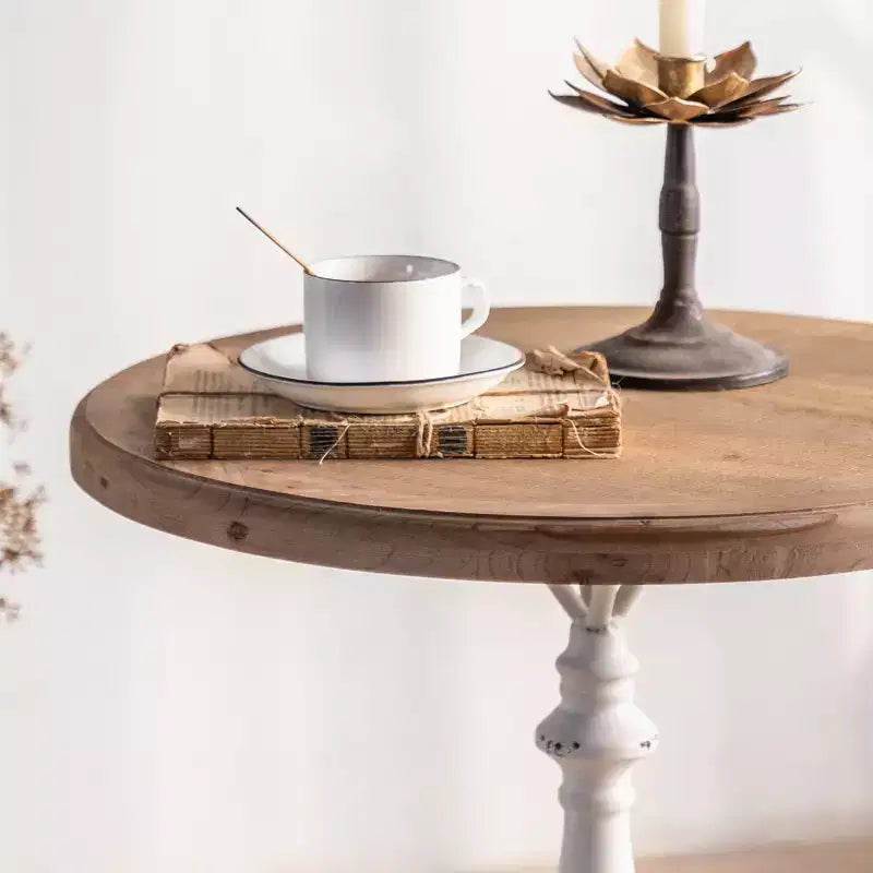 Table d'appoint sur pied noire et blanche Maxax