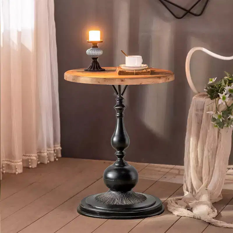 Table d'appoint sur pied noire et blanche Maxax