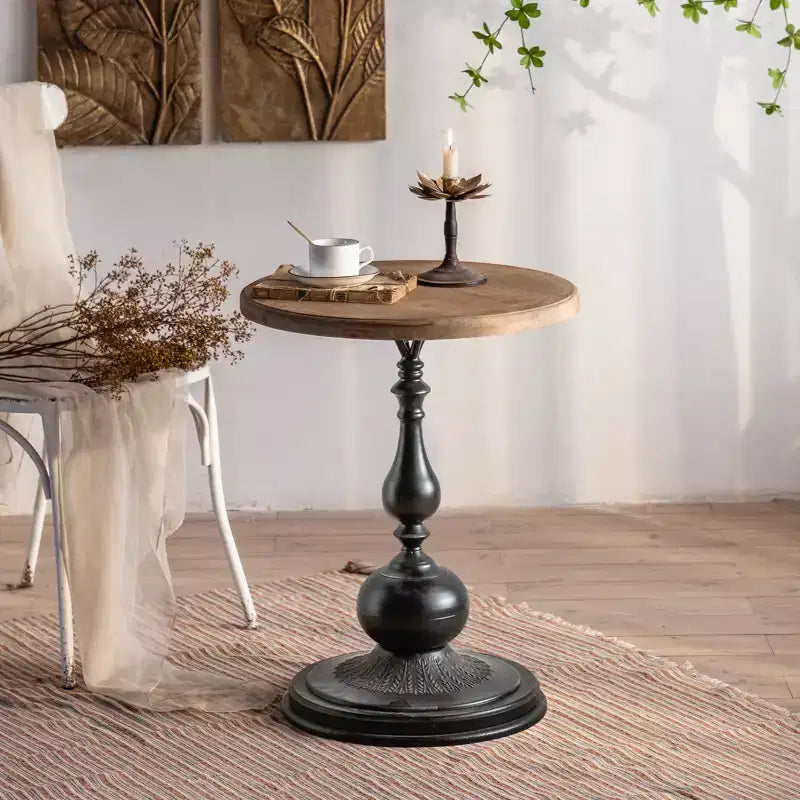 Maxax Black White Pedestal Side Table