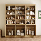 Meuble de Rangement de Cuisine Grande Capacité Famapy 70.9, 12 Étagères Ouvertes et Rangement à 6 Portes, Vaisselier Finition Chêne pour Cuisine et Salle à Manger