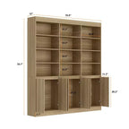 Meuble de Rangement de Cuisine Grande Capacité Famapy 70.9, 12 Étagères Ouvertes et Rangement à 6 Portes, Vaisselier Finition Chêne pour Cuisine et Salle à Manger